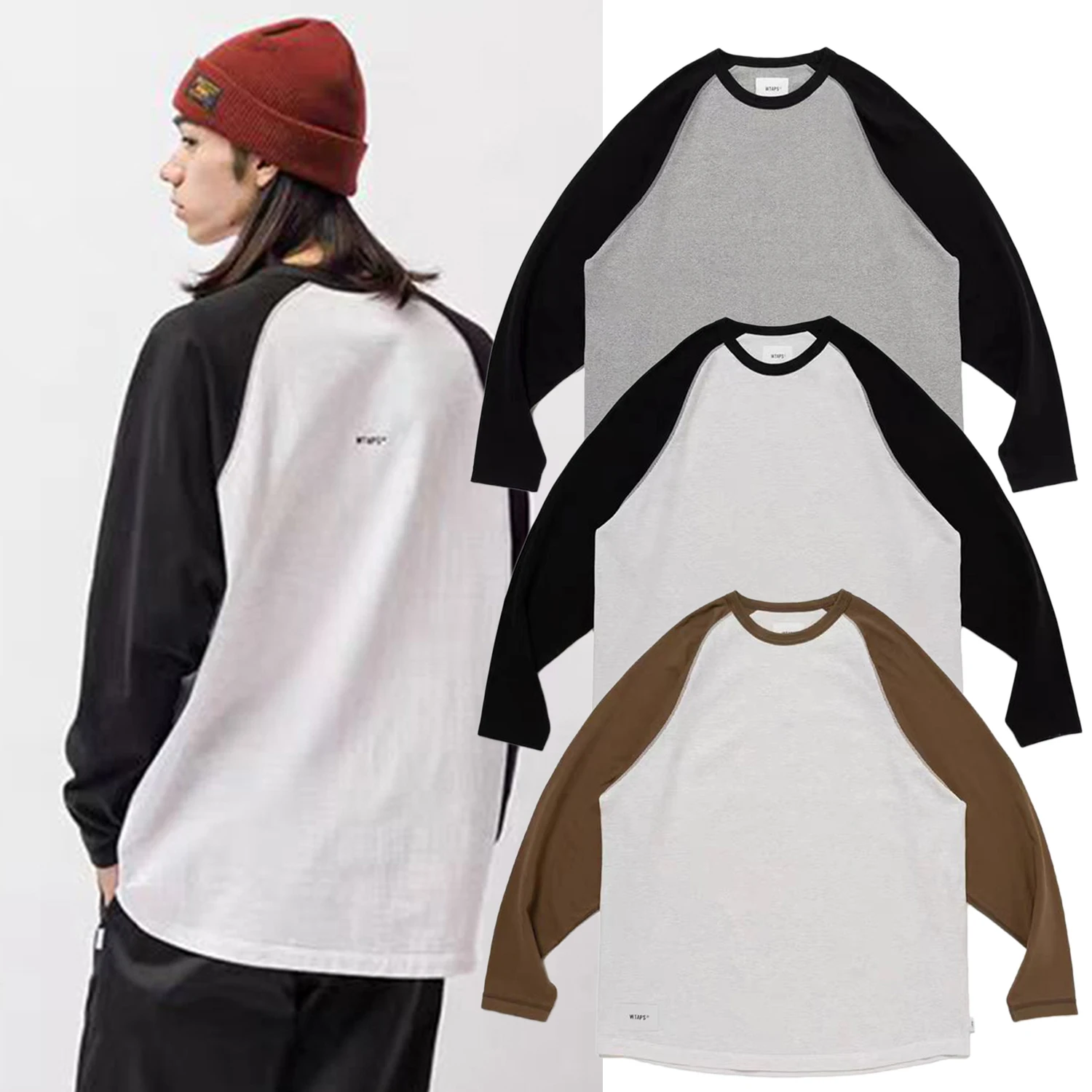 

WTAPS Men's Loose Fit Long Sve round Ne T-irt Pure Cotton Breathable Casual Top Quali Streetwear Spring Autumn