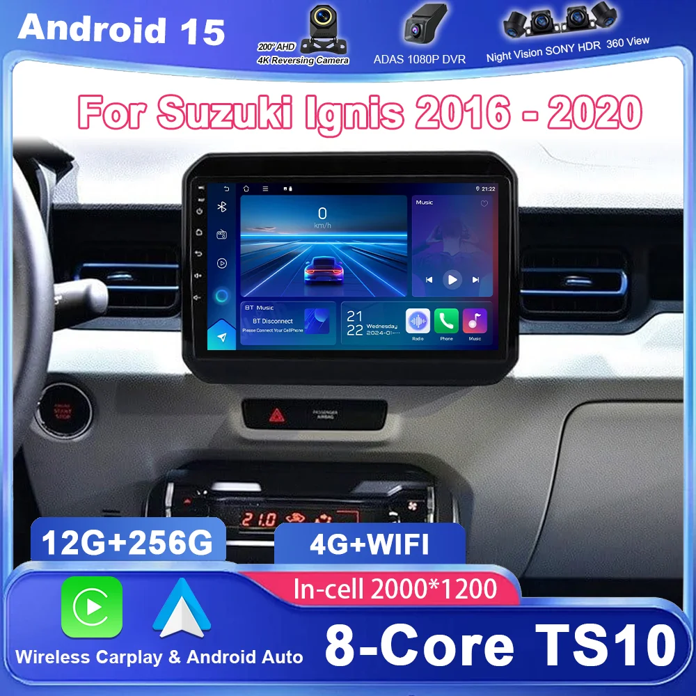 

Android 15 Carplay For Suzuki Ignis 2016 2017 2018 2019 2020 Auto Radio Stereo GPS Navigation Multimidia Video Player NO 2din 4G