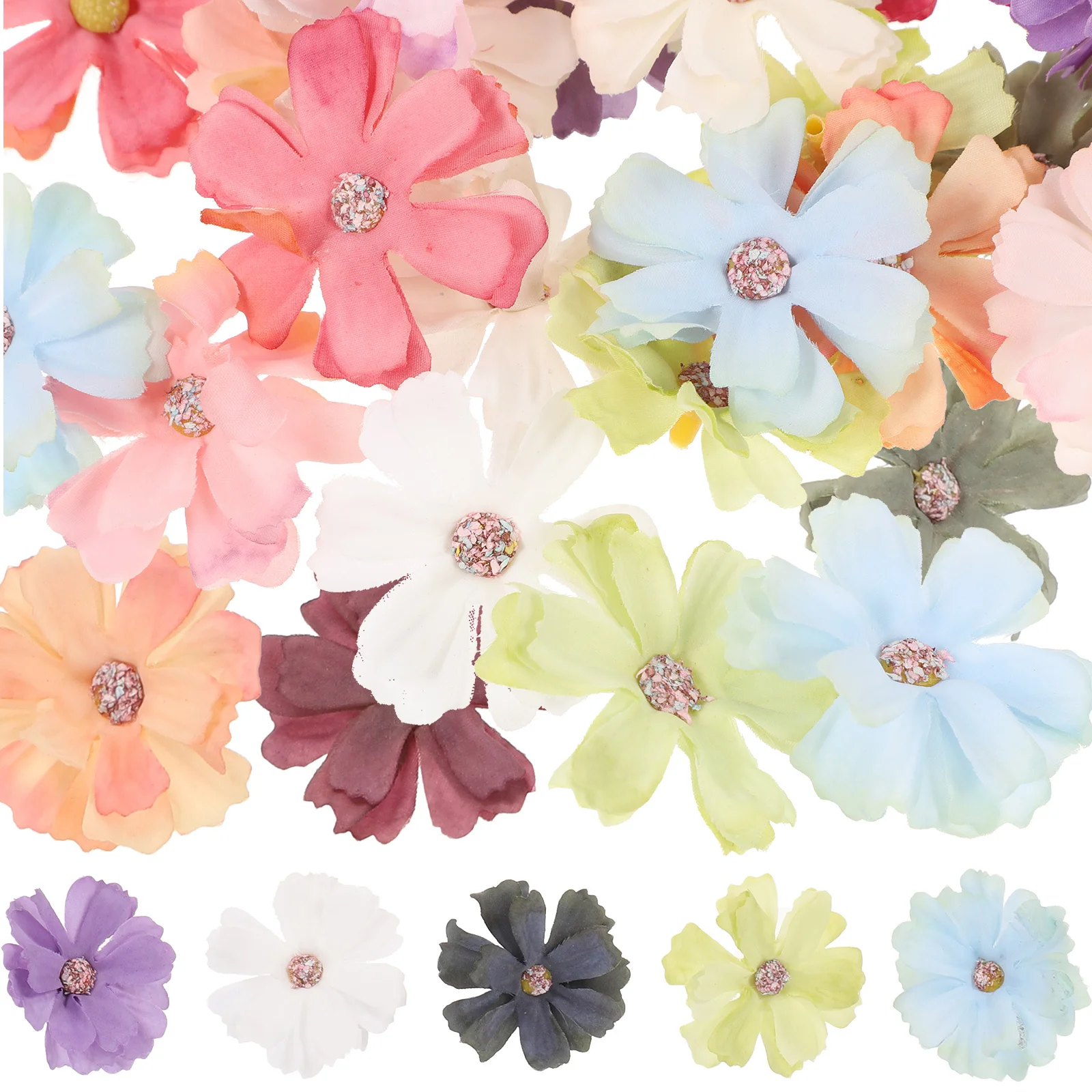 

50Pcs Simulation Flower Decoration Mini Artificial Flower Heads for DIY Craft Wedding Party Favours Bulk Small Fake Flowers