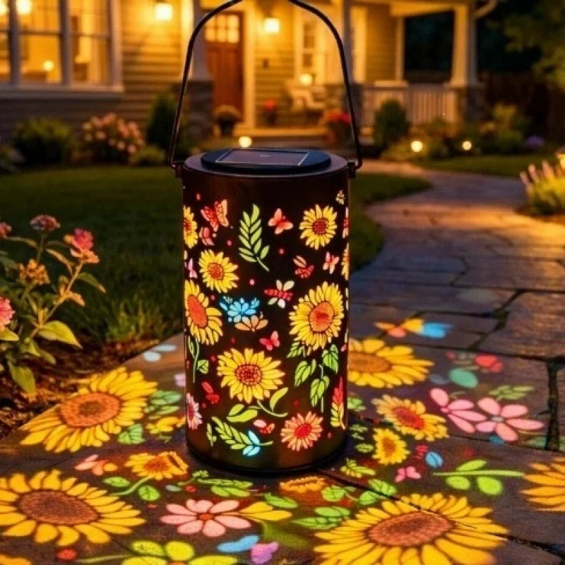 New Colorful Solar Sunflower Lantern Waterproof Outdoor Glow Shadow Light Solar Powered for Pathway Lawn Garden Yard Night Decor