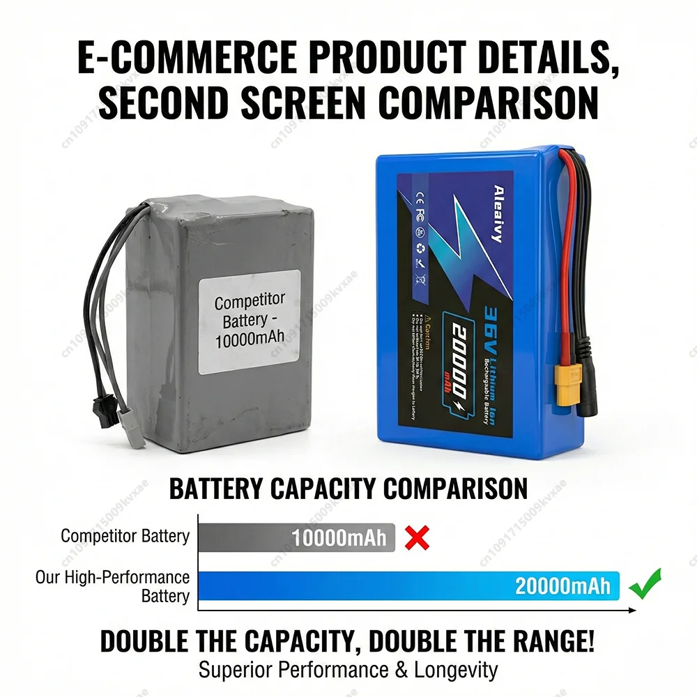36V 20Ah Lithium Battery 10S4P 18650 Pack For Electric Scooter Balance Bike 350W 500W Motor High Capacity Rechargeable With BMS view 6