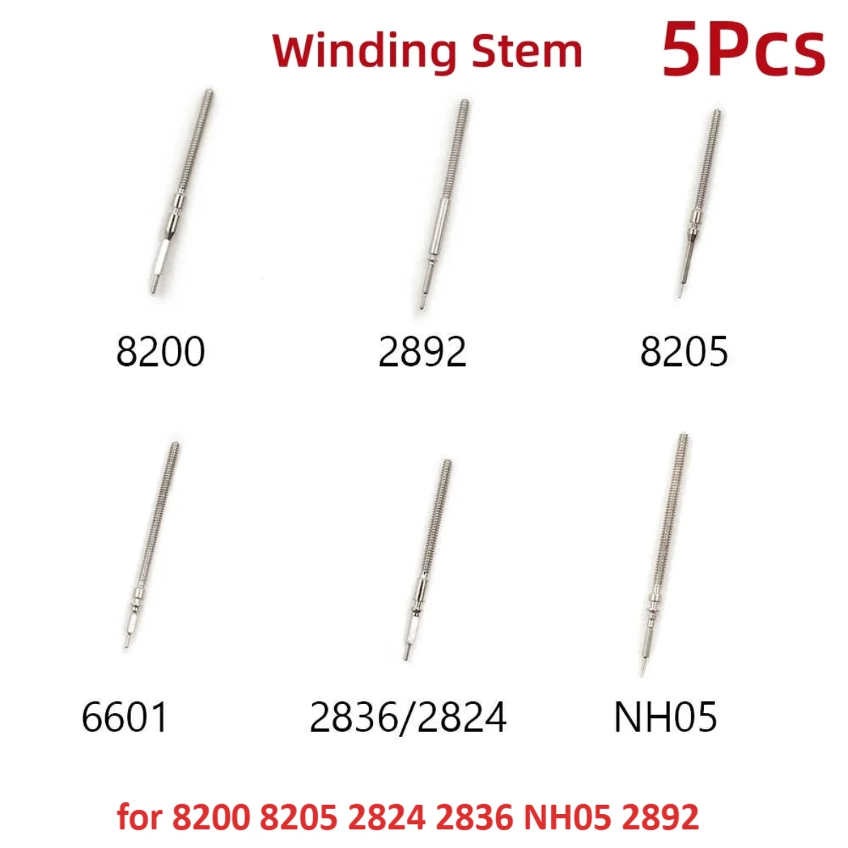 

5Pcs NH05 2892 Movement Winding Stem for 8200 8205 2824 2836 6T51 Steel Handle Rod Metal Watches Stems