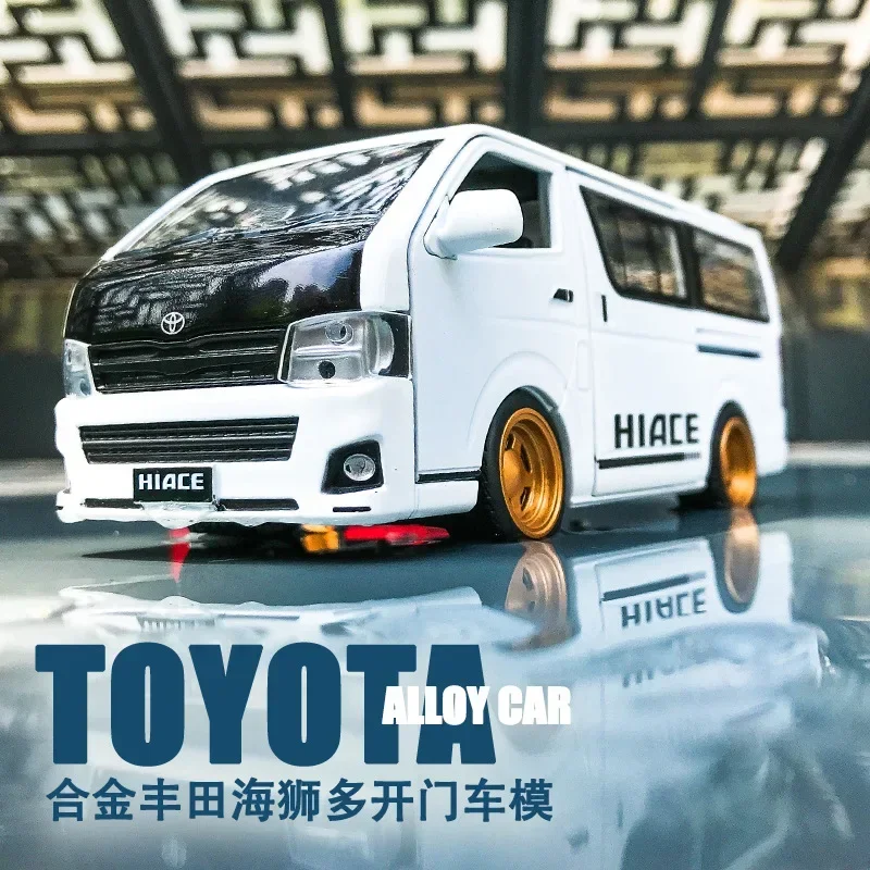 1:32 Toyota HIACE Van coche de pasajeros simulación Diecast Metal aleación modelo coche sonido luz tirar hacia atrás colección niños juguetes regalosFash