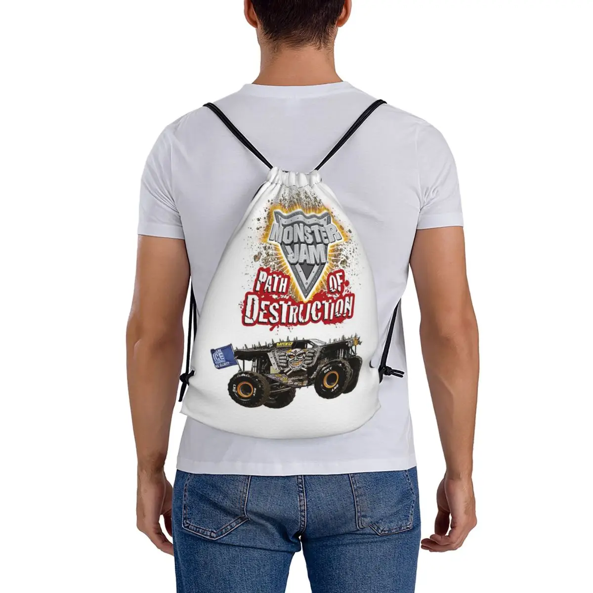 

Classic Monster Jam Truck Pattern Backpacks Fashion Drawstring Bags Sports Bag Book Bags for Travel School