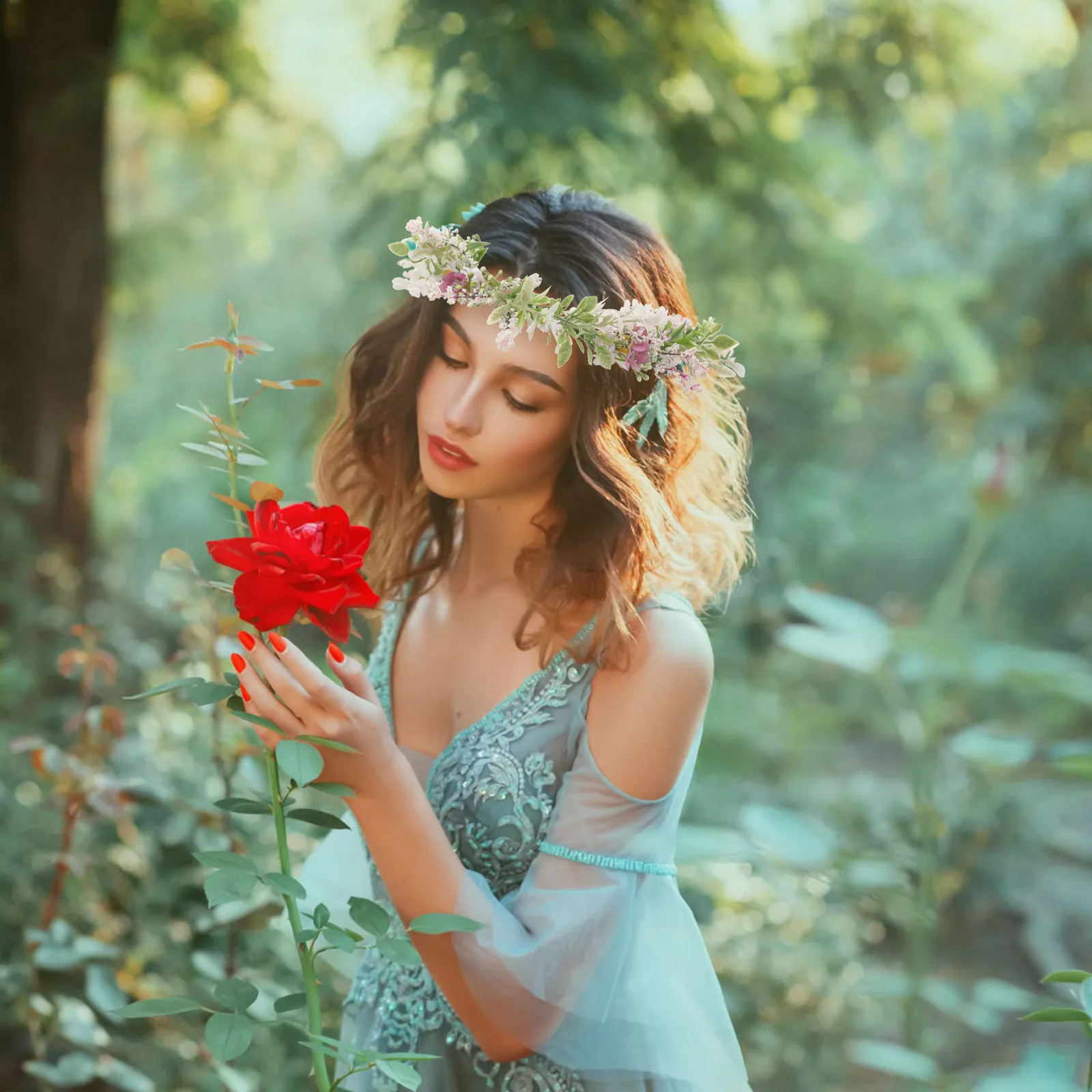 

Flower Crown Headband Bridal Hair Accessories Artificial Flowers Girls Headbands Wedding Birthday Party Photoshoot Floral Wreath