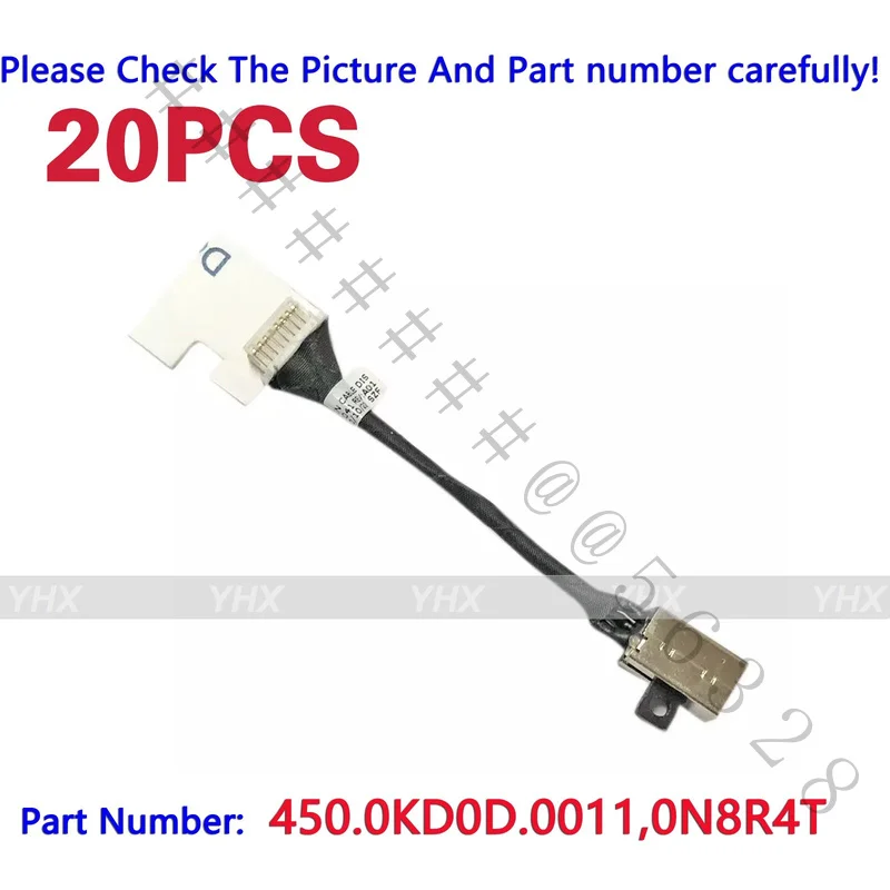 A+20PCS New DC Jack Charging Port Cable For Dell Inspiron 5502 P/N 0N8R4T 450.0KD0D.004 Laptop Power DC Jack Wire Replacement Re