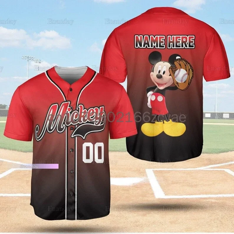 

2024 Disney Mickey Men's Baseball Jersey Shirt 3D Print Breathable Casual Custom Name Number Mickey Logo Face Baseball Jersey