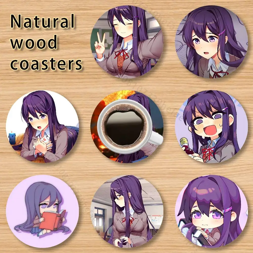 

Anime Girl Y-Yuri Style Vintage 4in Wooden Coasters Coffee Tea Cups Home Decor Christmas New Year Party Gift
