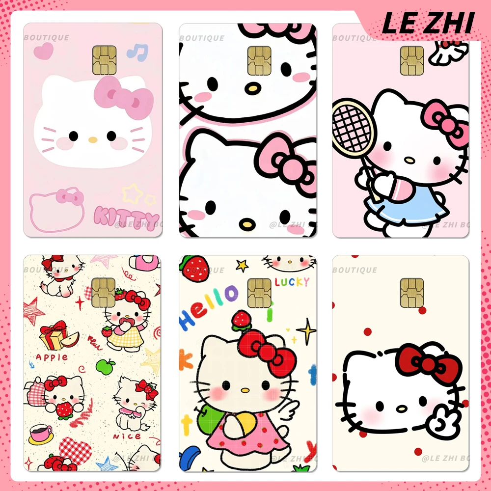 Anime Sanrio Creidt Card Debit Card Pvc Sticker Cartoon Cute Hello Kitty Waterproof Protective Film Sticker Decor Girl Gift