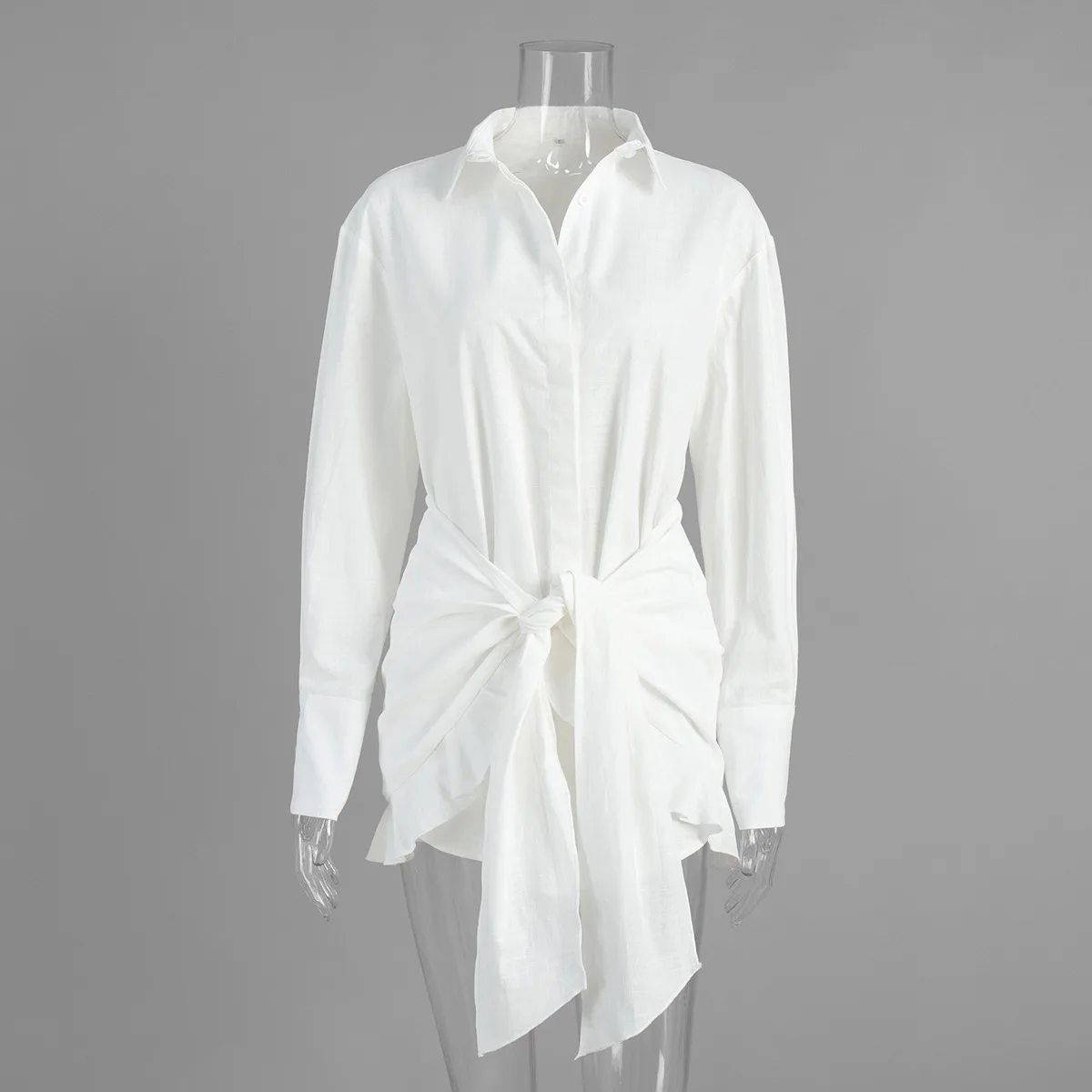 Casual effen kanten shirtjurk voor dames, met revers, lange mouwen, knopen, geplooide mini-jurk, zomer 2026, strandjurk, vakantie-outfit
