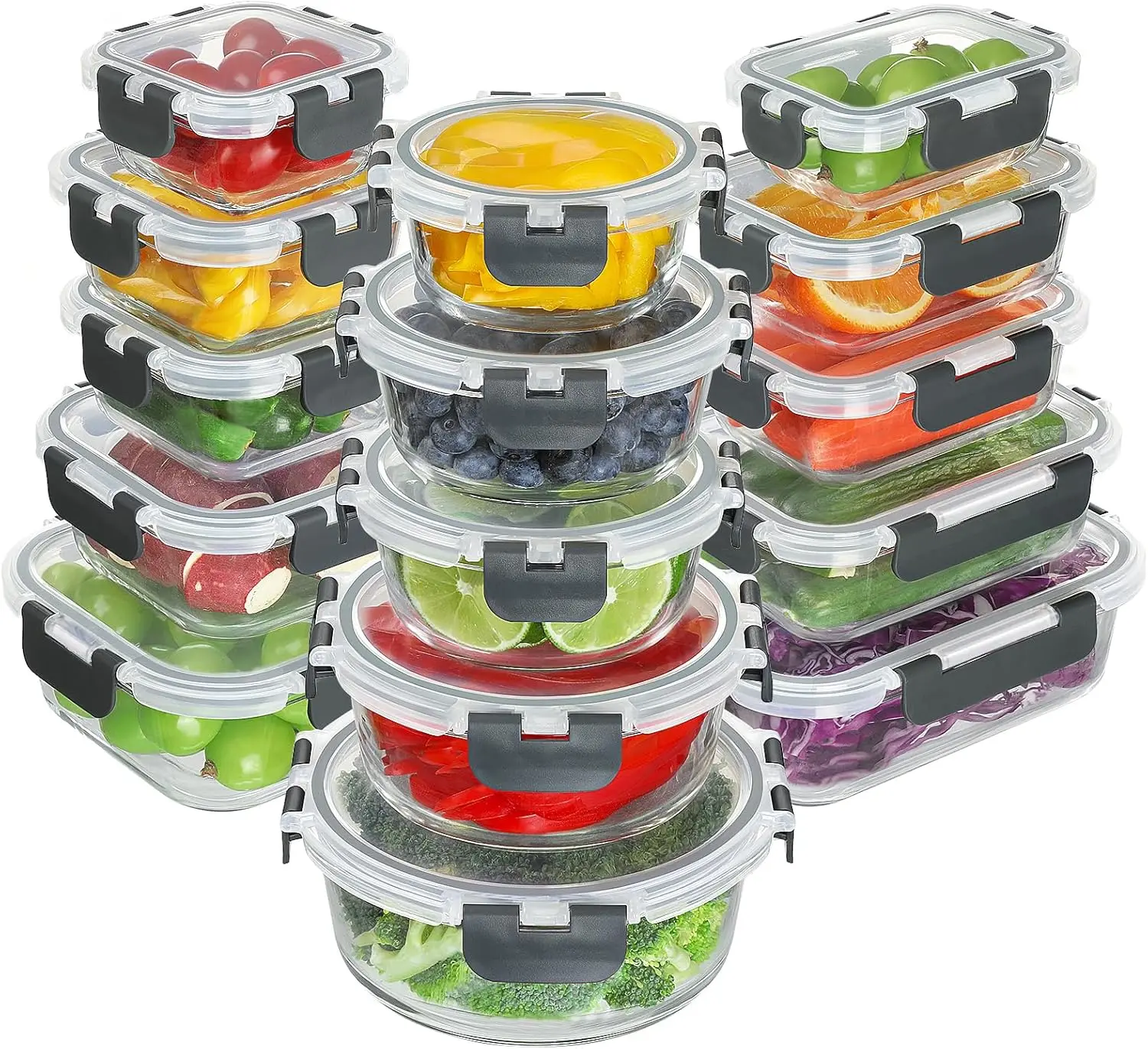 

30-Piece Glass Food Storage Containers Set with Lids, Airtight, BPA-Free, Microwave & Dishwasher Safe