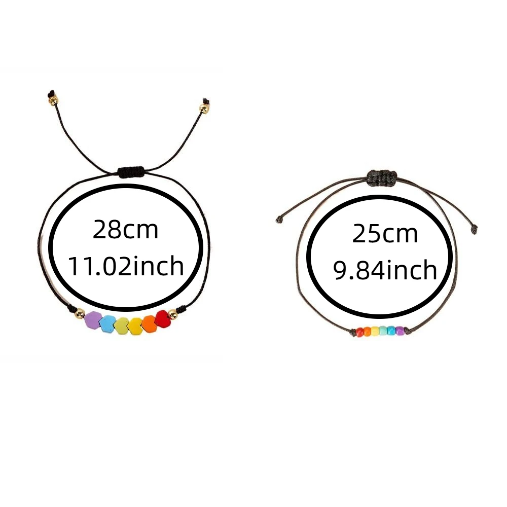 2 個キャンディーカラーレインボーハートブレスレット自由奔放に生きるチャーム調節可能なカップルプライドブレスレットカラフルな友情編組ブレスレットギフト