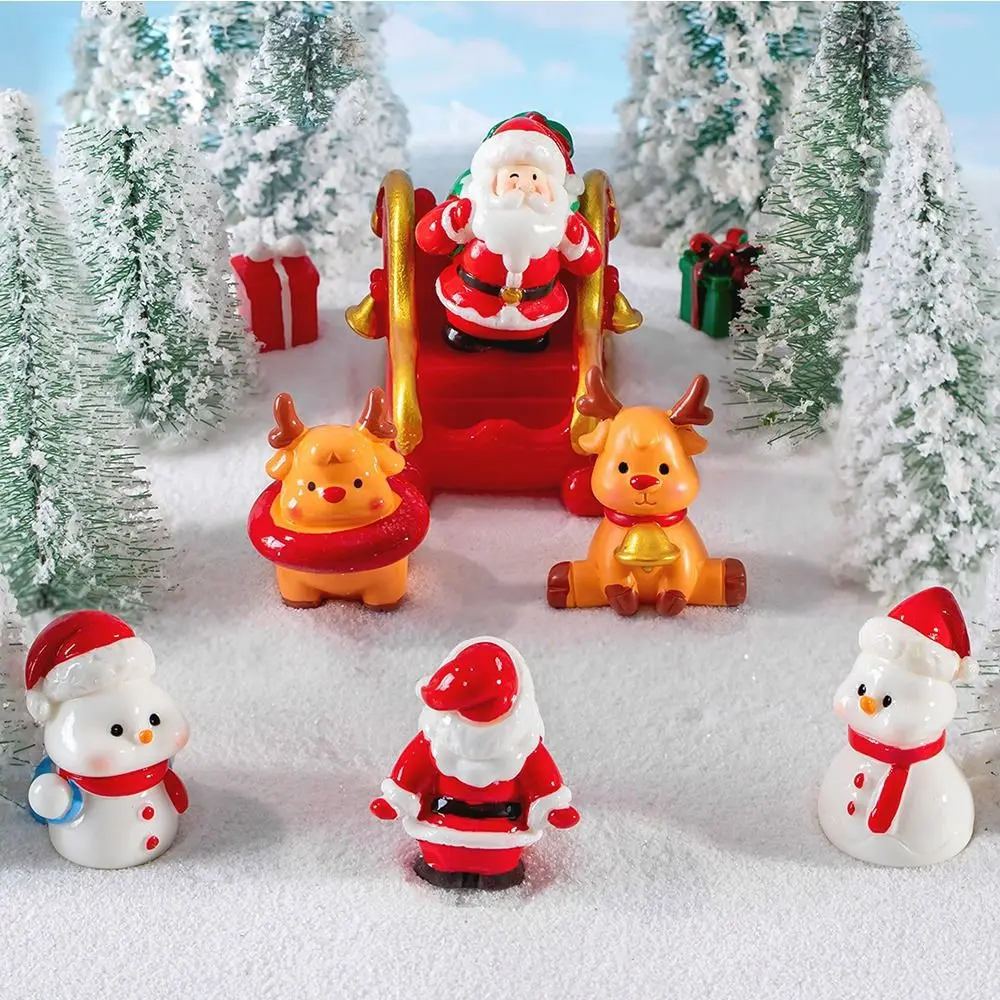 Cartoon Bonsai Decor Micro Landscape Snow Scene Mini Santa Claus Figurines Resin DIY Christmas Miniature Eco-bottle