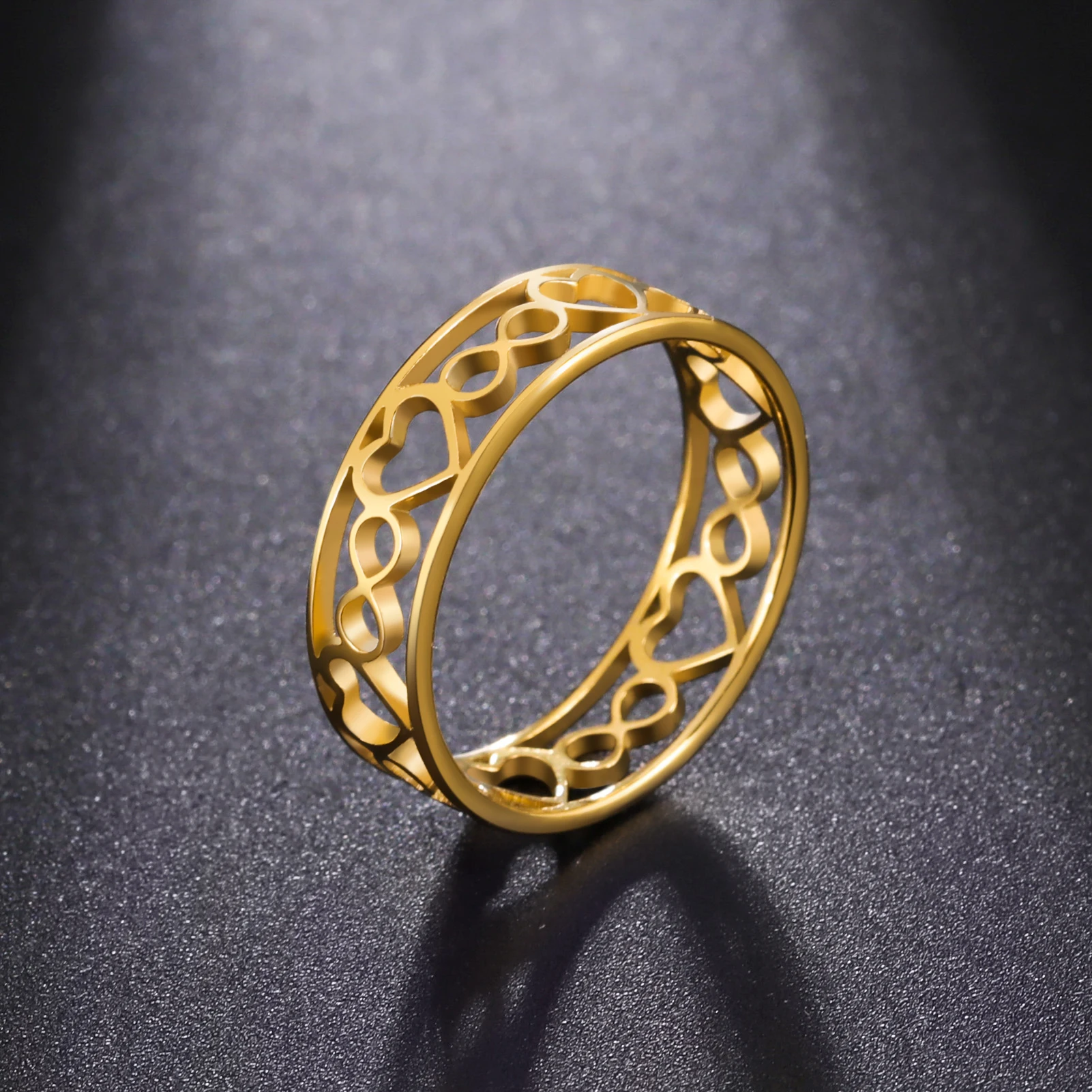 Amaxer رومانسية إنفينيتي القلب خاتم الفولاذ المقاوم للصدأ الحب البنصر للنساء زوجين المشاركة مجوهرات الزفاف هدية حفلة