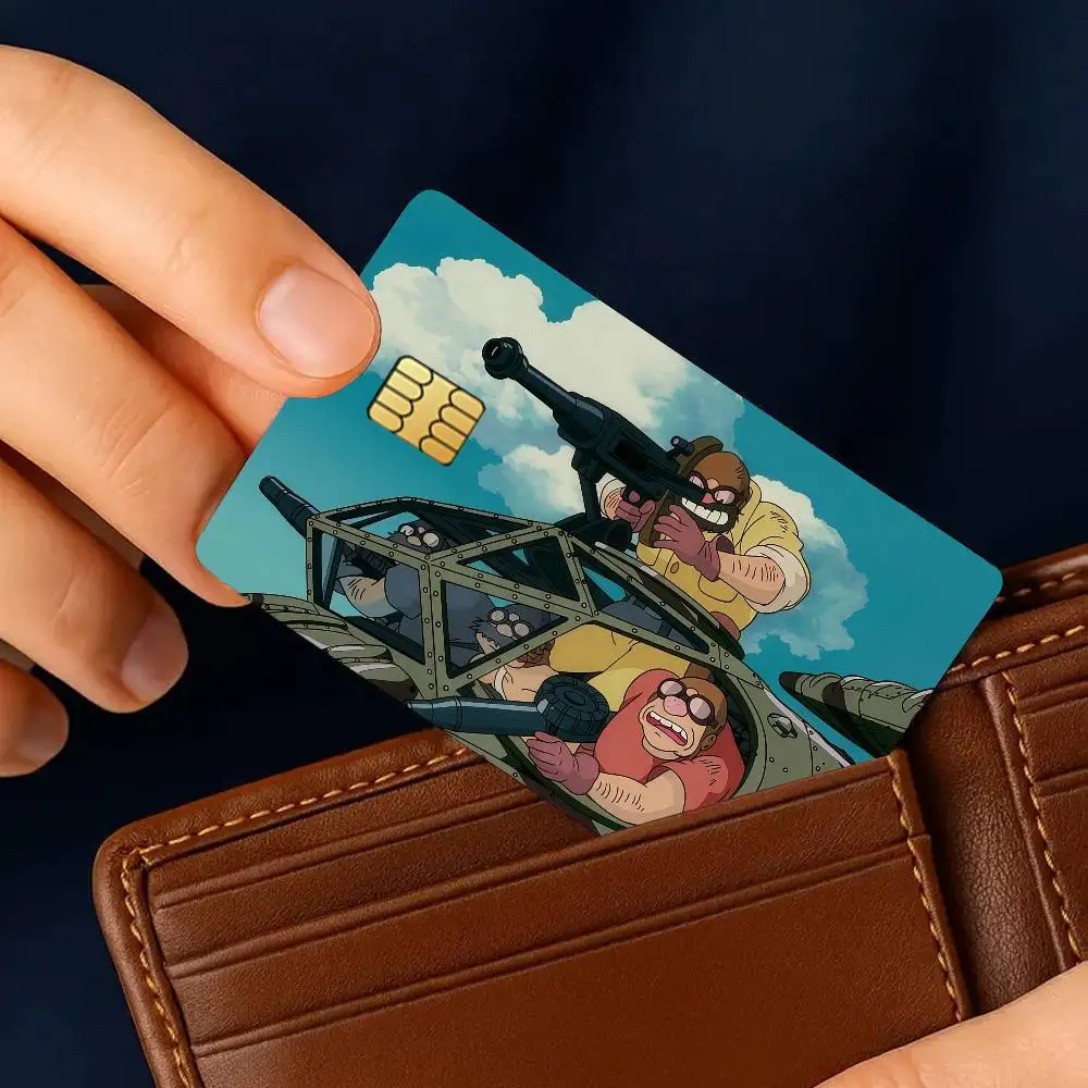 Anime Cartoon P-Porco R-Rosso Credit Card for Bank Debit Decorative Protection 4PCS Anti-scratch Waterproof Stickers Bus Subway