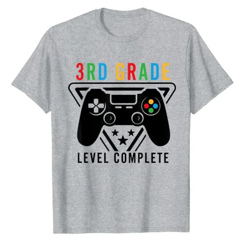 3rd Grade Level Complete Gamer Boys Graduation Gifts T-Shirt Video Gaming Lover Graphic Tee Schoolwear Tops Sons Graduate Gifts