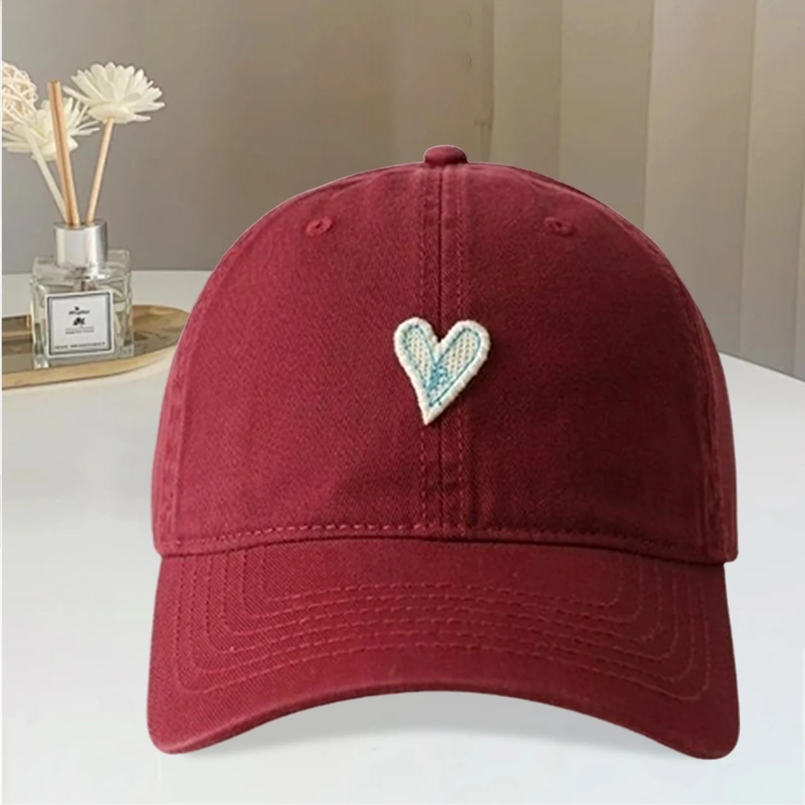 Basic Women's Baseball Cap Sweet Heart Pattern Outdoor Soft Sports Hats for Cycling Fishing Wear EIG88