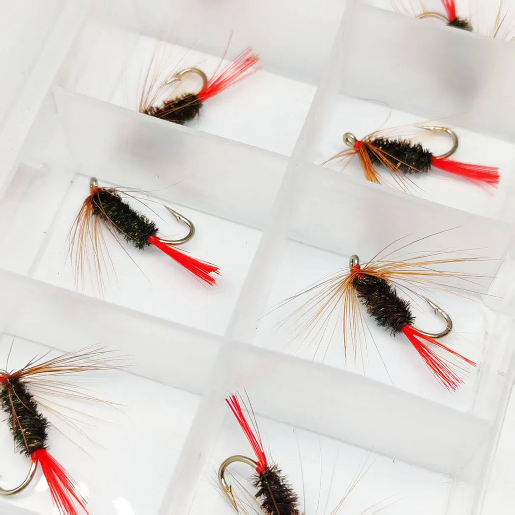 10 Teile/schachtel Fliegenfischen Fliegen Trockenfliegen Lockt Redtail Trockenköder Forelle Künstliche Nymphen Köder für Angeln Forelle/Barsch köder – Detail 9