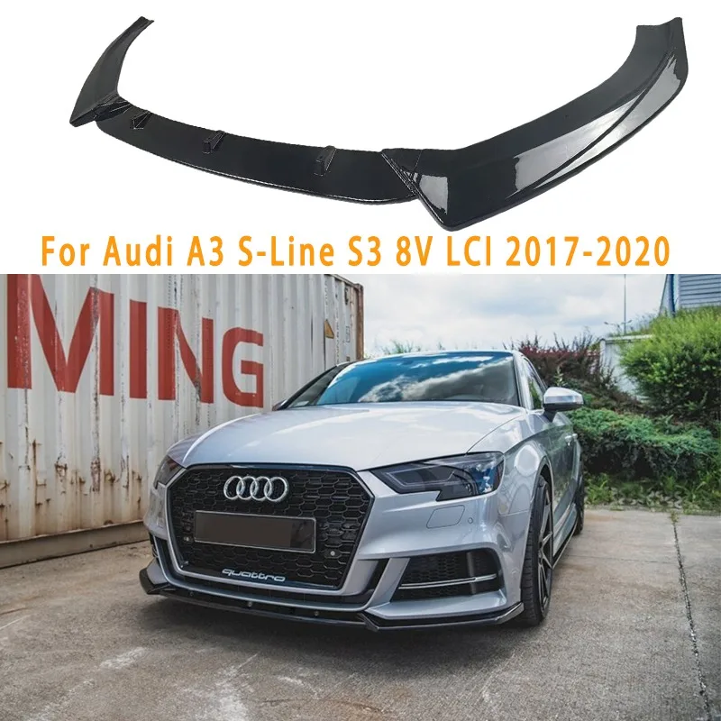

For Audi A3 S-Line Audi S3 8V Facelift 2017-2020 Saloon / Sportback Front Bumper Lip Spoiler Splitter Diffuser Canards Tuning