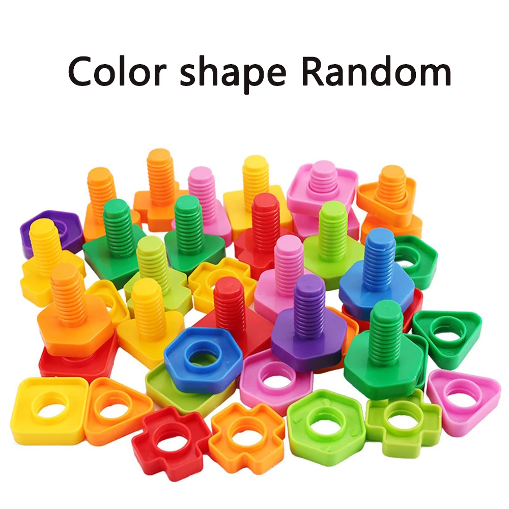 子供のための教育用ネジビルディングブロック,プラスチック製のナットの形をしたおもちゃ,モンテッソーリ縮尺モデル,20個,10セット