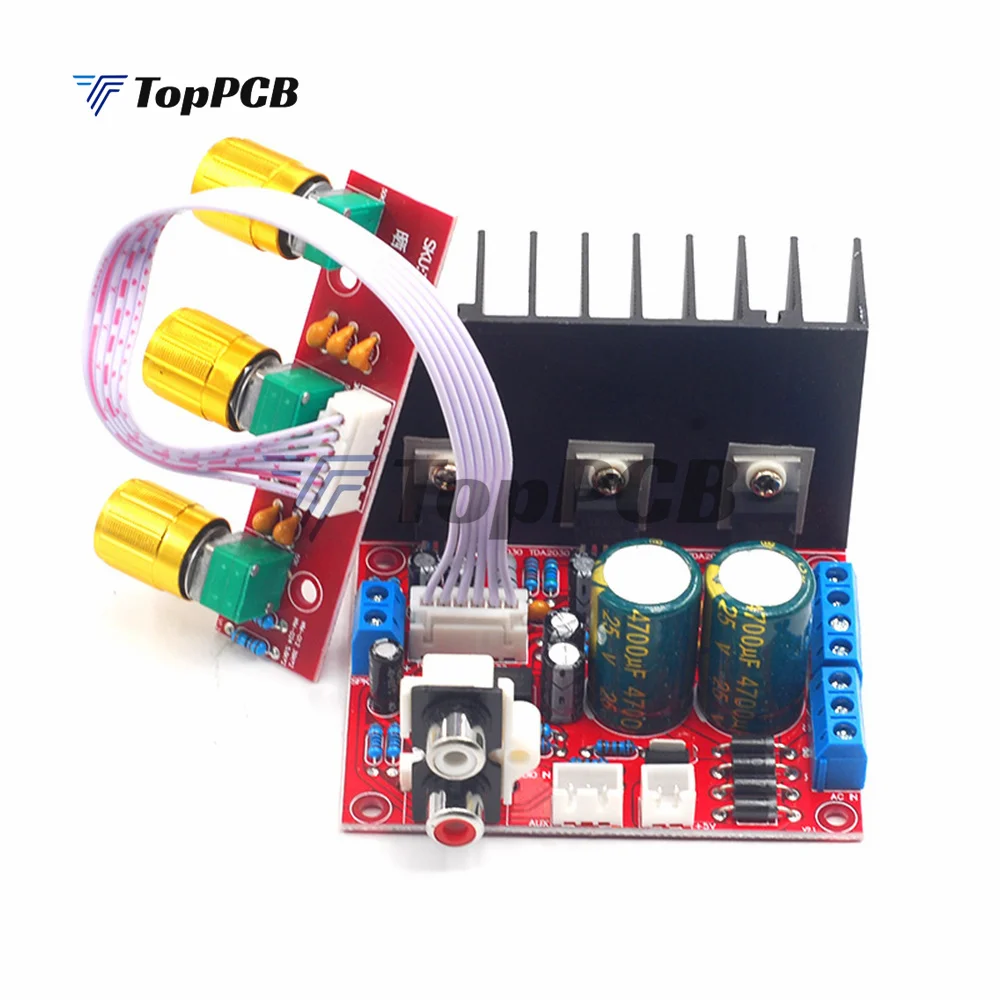 TDA2030A 2.1 Channel Power Amplifier Board 12V 2A Volume Bass Treble Adjustable Audio Amplifier for Subwoofer Speaker Computer