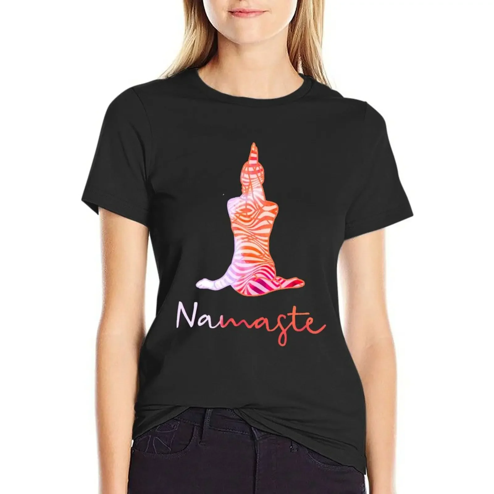 

Namaste Yoga meditation T-shirt shirts graphic tees summer top hippie clothes Summer Women's clothing