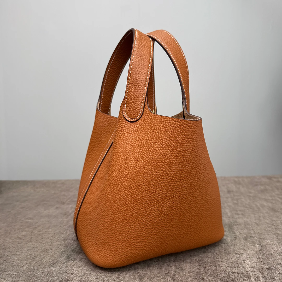 Damen Tasche Echtes Leder Oberer Griff Tragetasche Große Kapazität 3 Größen Hand Schulter Designerstil Eimerform Strukturiert Minimalistisch Tägliche Verwendung Büro Einkauf Eimerform Strukturiert Minimalistisch – Detail 10