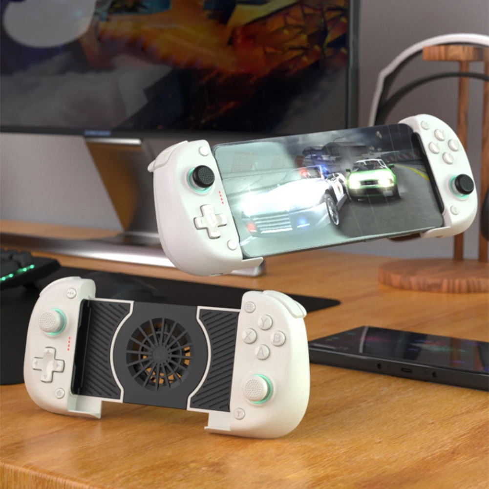 Gamepad Teleskopik Kompatibel dengan Bluetooth Nirkabel dengan Kipas Pendingin Gamepad Ponsel Turbo/Getaran untuk Switch untuk Android/PC