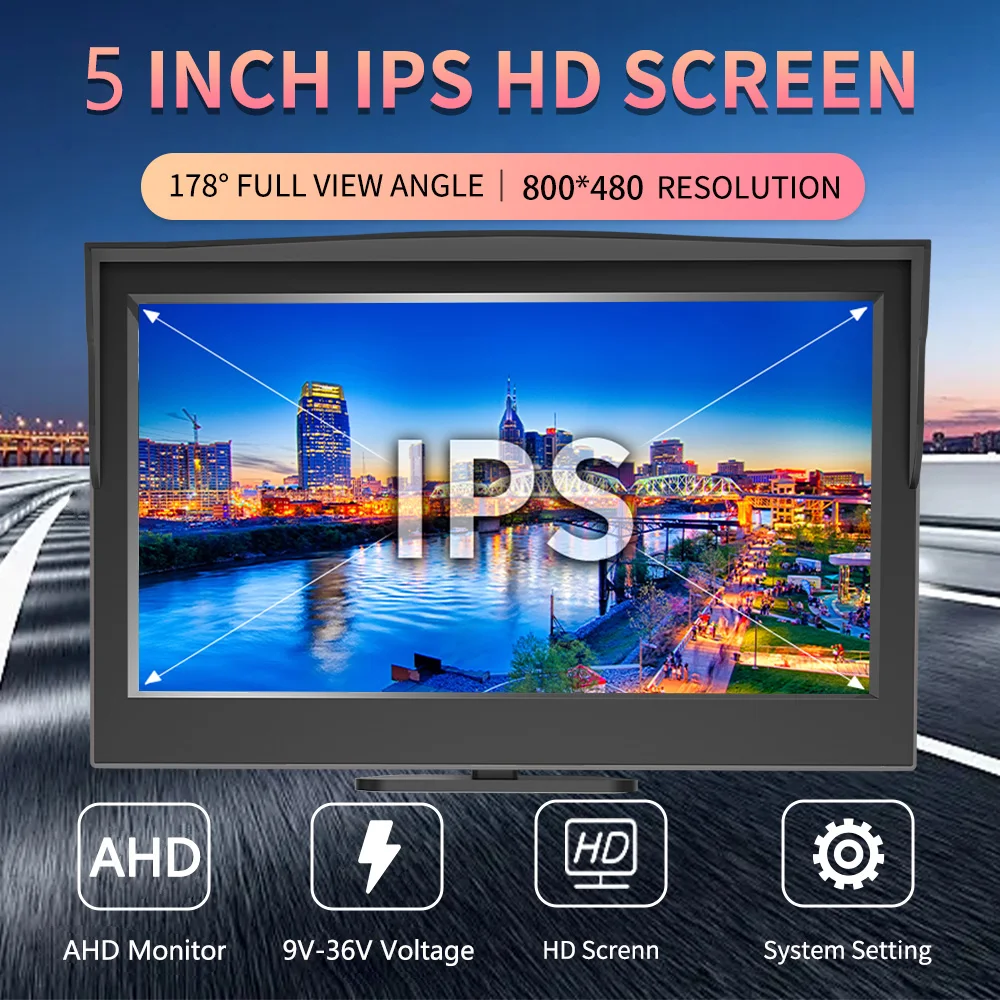 5 Inch 2 Channel 1080P Car Electronic Rearview Mirror System DVR Loop Record Left And Right Side View AHD Camera Monitor Set