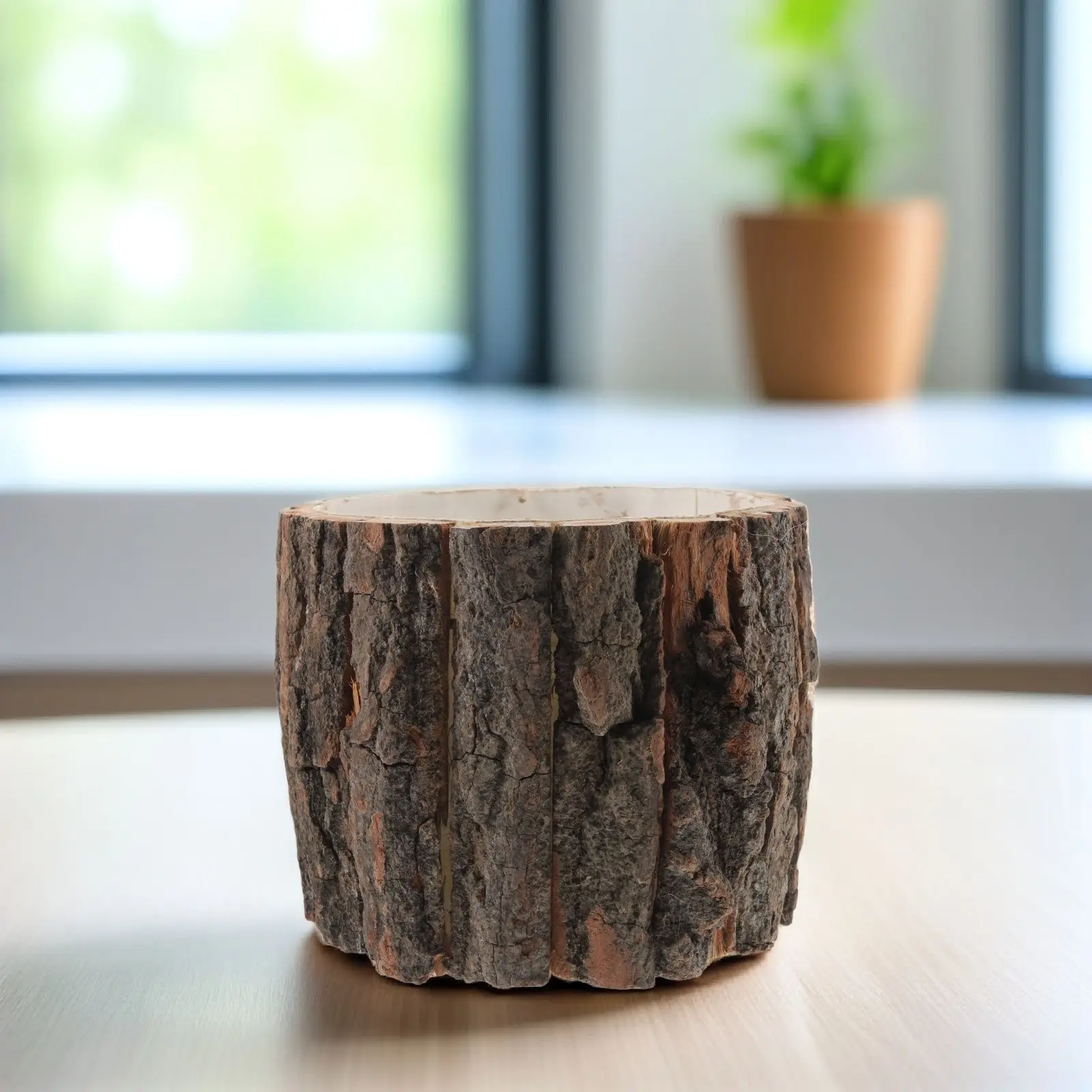 Wood Flower Pots Planters for Rustic Tree Stump Planter Succulents Rustic Plant Pots Bonsai Vase