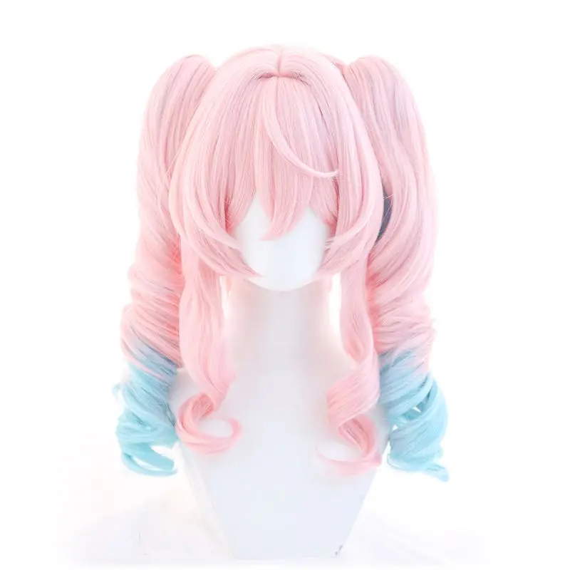 

Hyacine Cosplay Wig with Double Ponytails Pink Blue Wig Anime Cosplay Wigs Heat Resistant Synthetic Wigs for Halloween