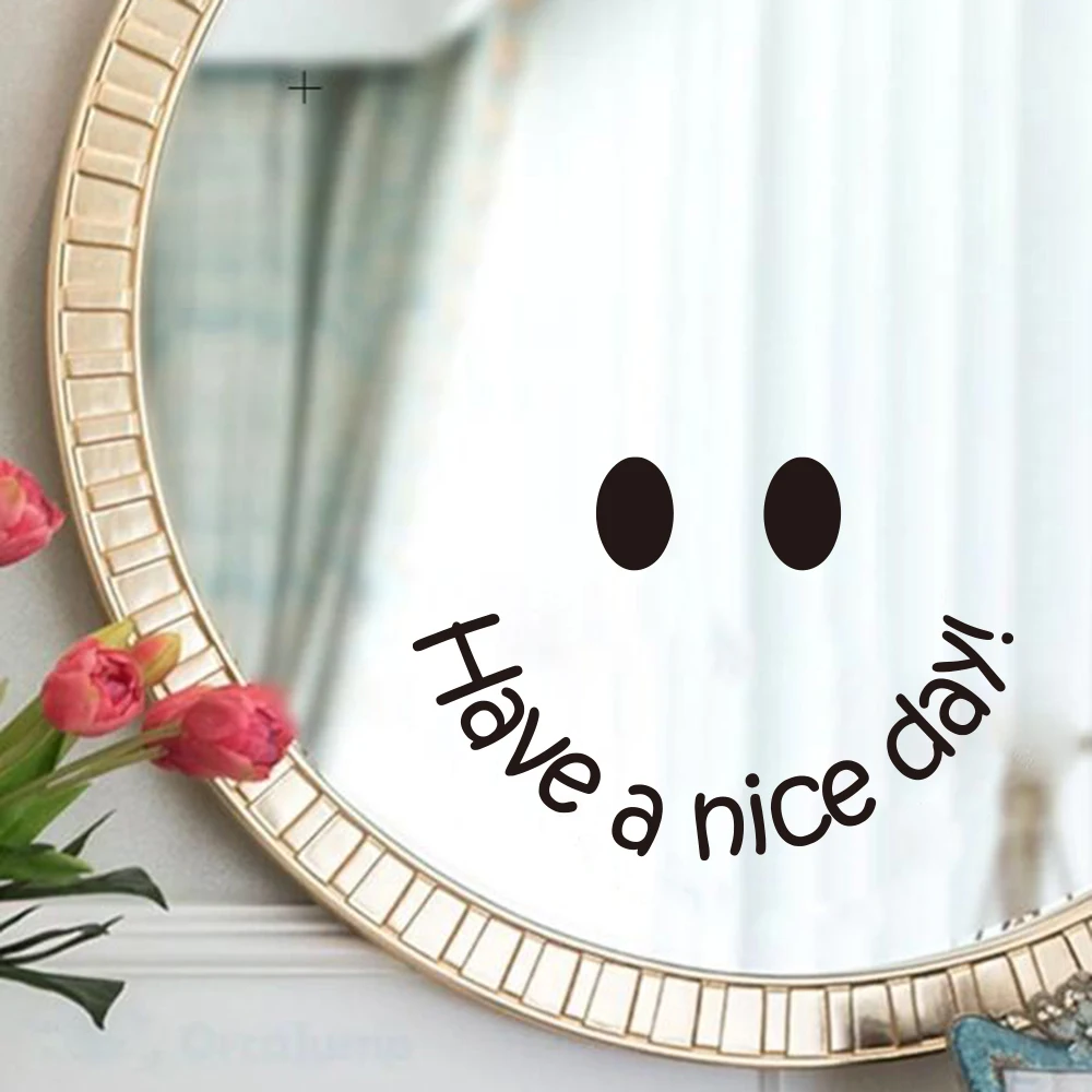 Smiley Have A Nice Day Mirror Sticker Decal for Bathroom Living Room Bedroom Home Decor