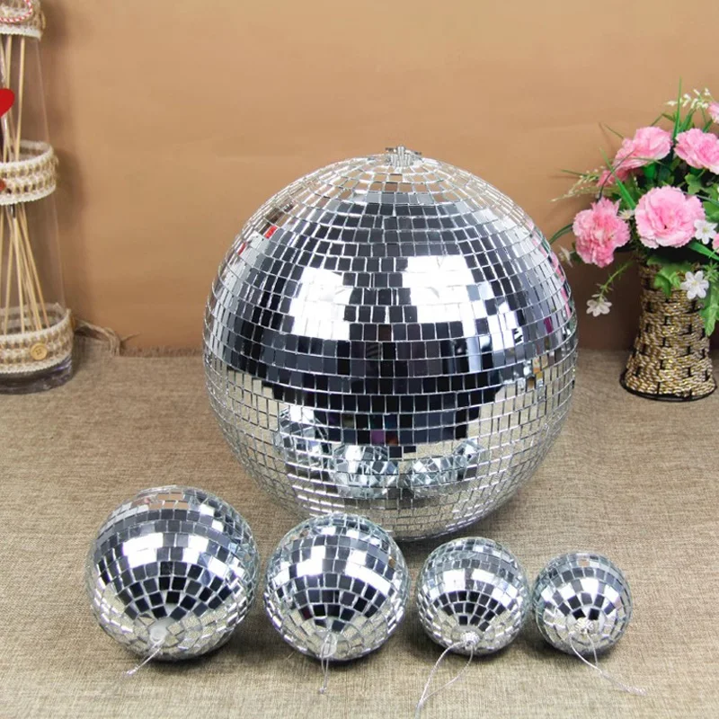 

Silver Mirror Disco Ball Stage Glass Reflective Disco Ball Big Home Party Decorations Bar Dj Reflection Colorful Mirror Ball