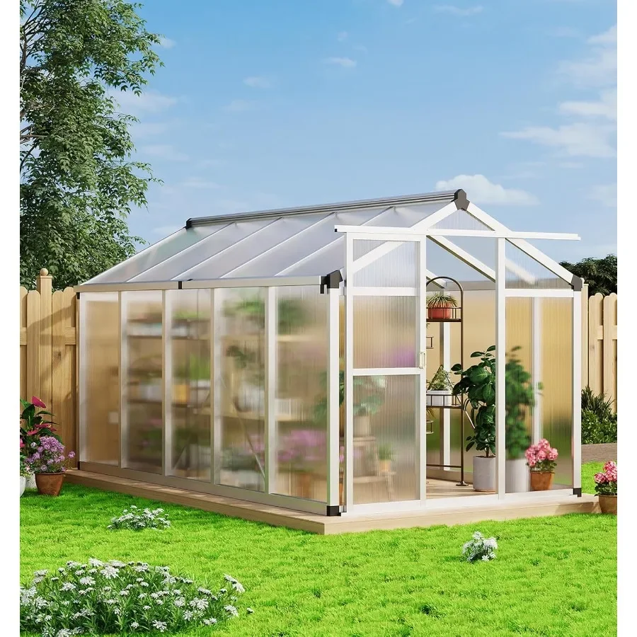 

6x10 FT Greenhouse for Outdoors Large Aluminum Greenhouses with Roof Vent and Quick Setup Structure Greenhouse Heavy Duty with