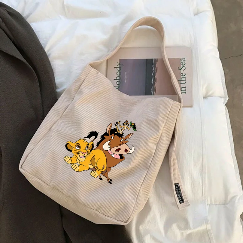 Disney The Lion King Canvas Tote Bag Female Shoulder Bag for Ladies Shopping Bag Students Foldable Handbag Women\'s Shoulder Bags