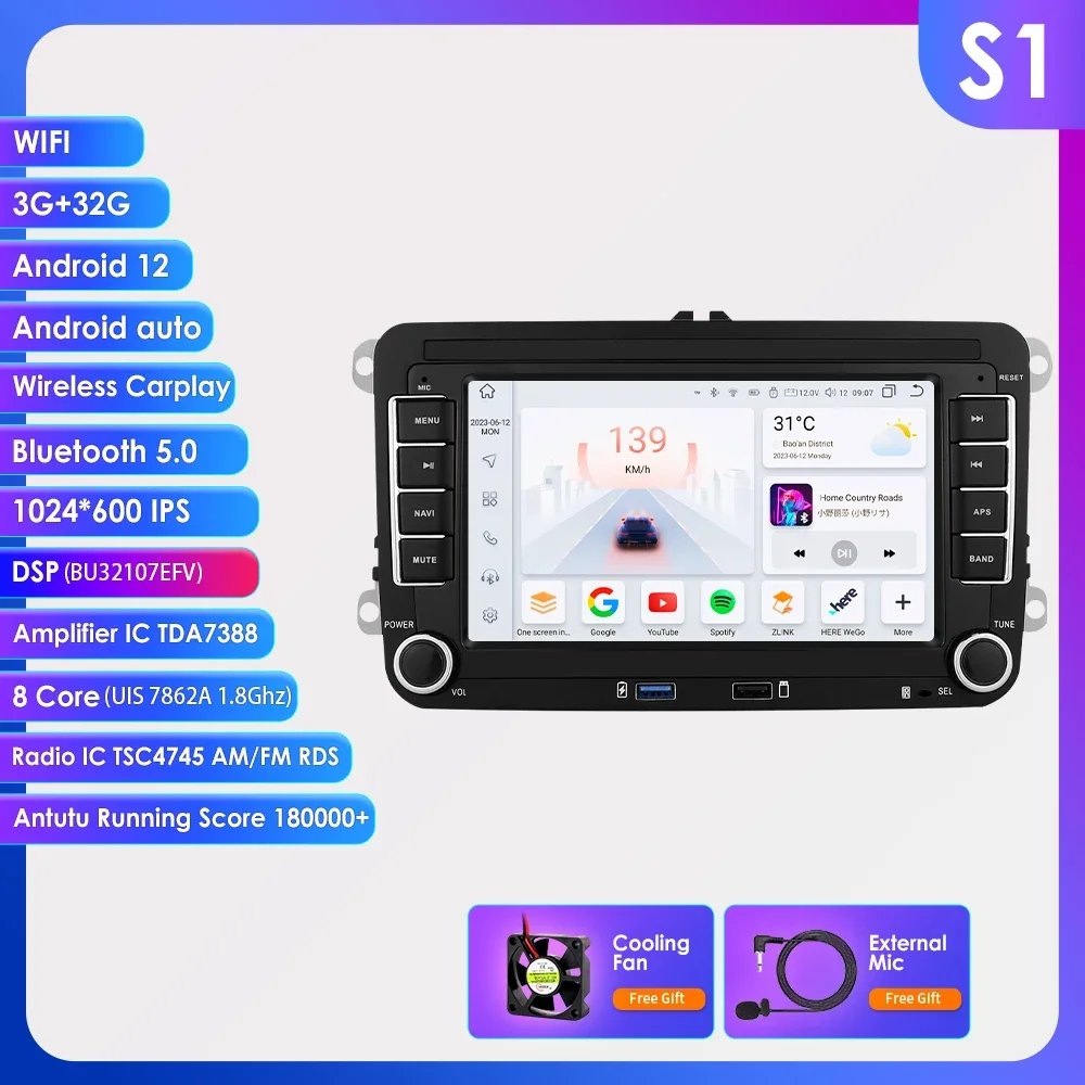 Android 14 Autoradio voor VW POLO GOLF 5 6 Plus PASSAT B6 JETTA TIGUAN TOURAN SHARAN SCIROCCO CADDY Seat Carplay Audio Stereo GPS