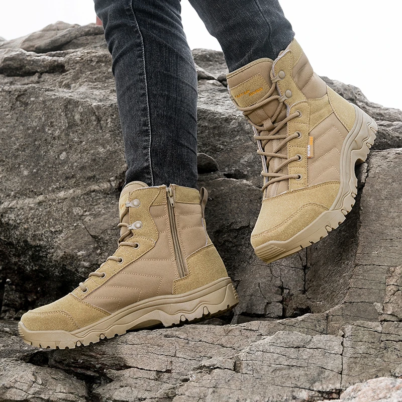 

Новая высококачественная мужская спортивная обувь с застежкой-молнией и высоким берцем, устойчивая к песку уличная походная обувь с подошвой TPR 39-45 #