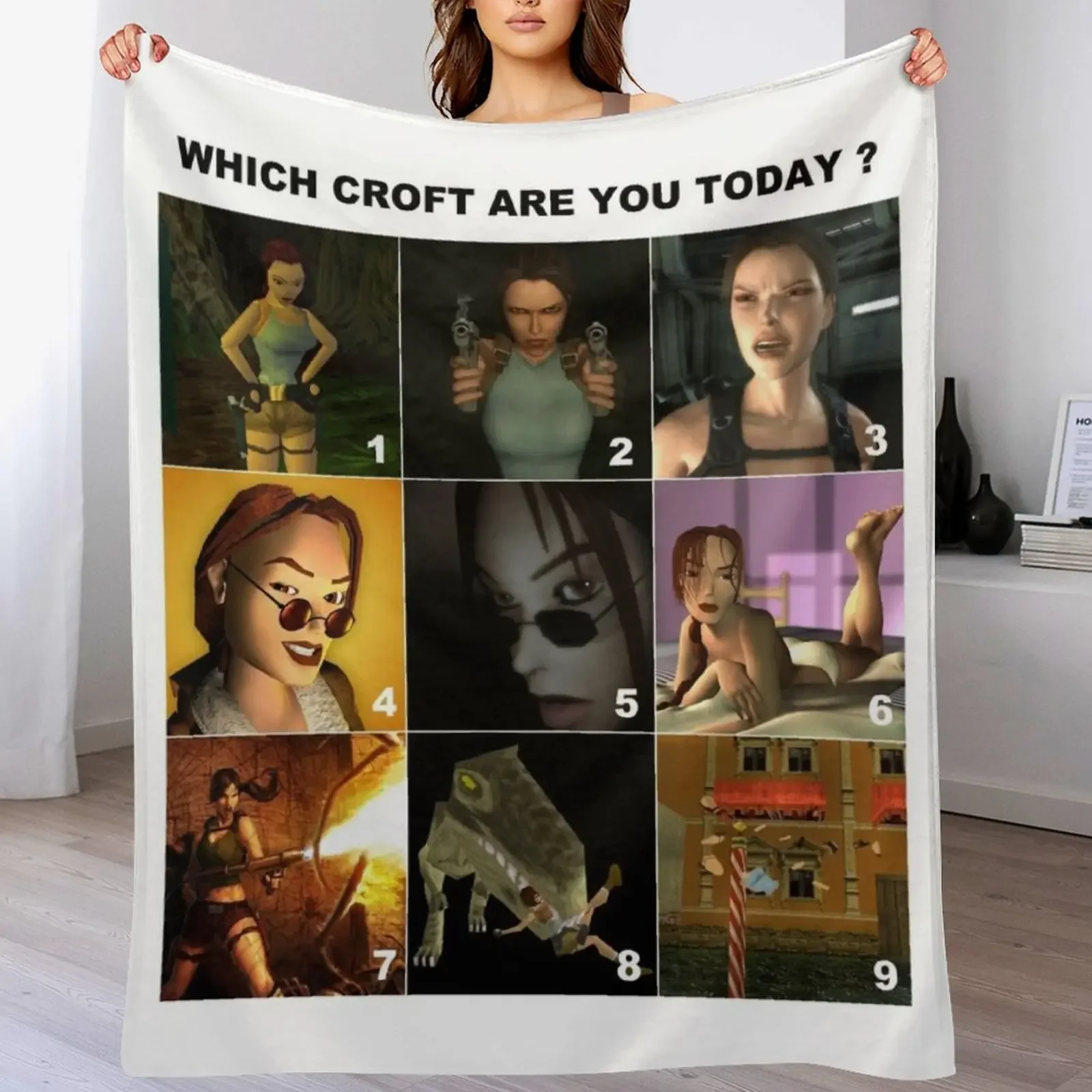 

Which Croft are you today Throw Blanket Loose Designers Cute Nap Blankets