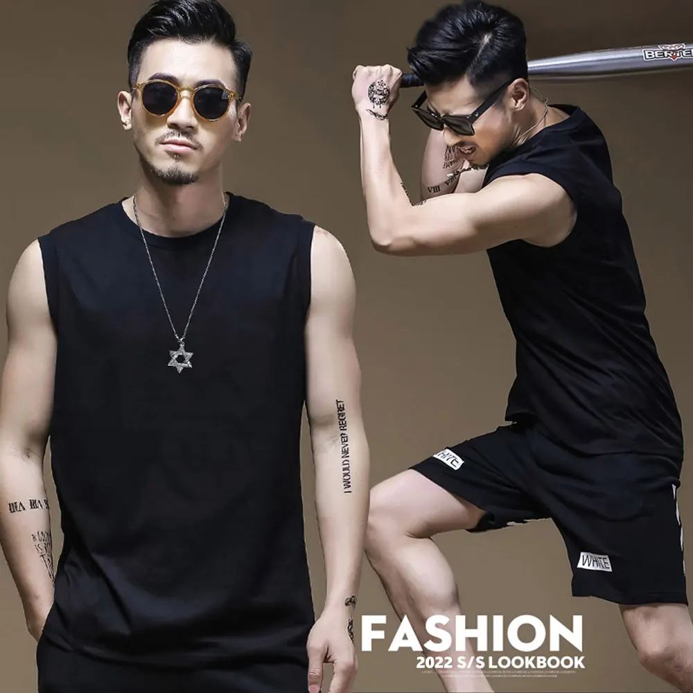 2 pcs/lot Men Boy Body Casual Loose Street Top Tees Base Layer Sleeveless Summer Vest Sports Under Top Tees Cotton Tank Tops