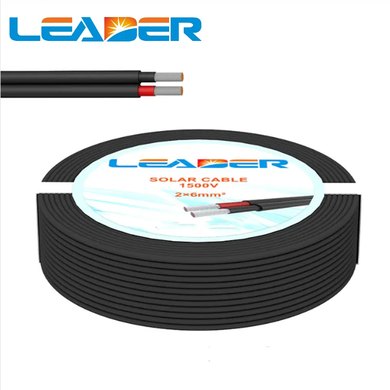 

100M Twin Core H1Z2Z2-K 2x6MM2 Solar Cable 2 Pins PV Wire Copper Conductor XLPO Jacket Photovoltaic Panel Connection TUV