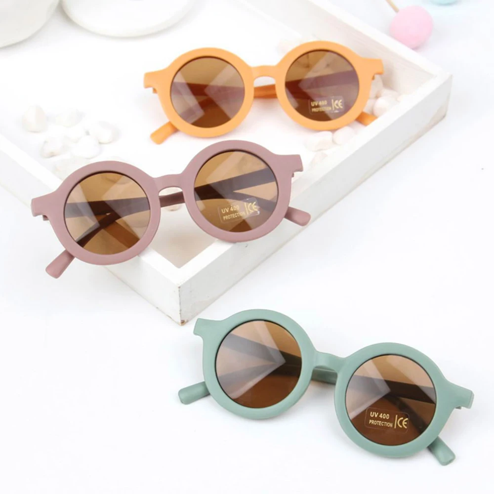 Fashion Children\'s Sunglasses Infant\'s Retro Solid Color Ultraviolet-proof Round Convenience Glasses Eyeglass For Kids Wholesale