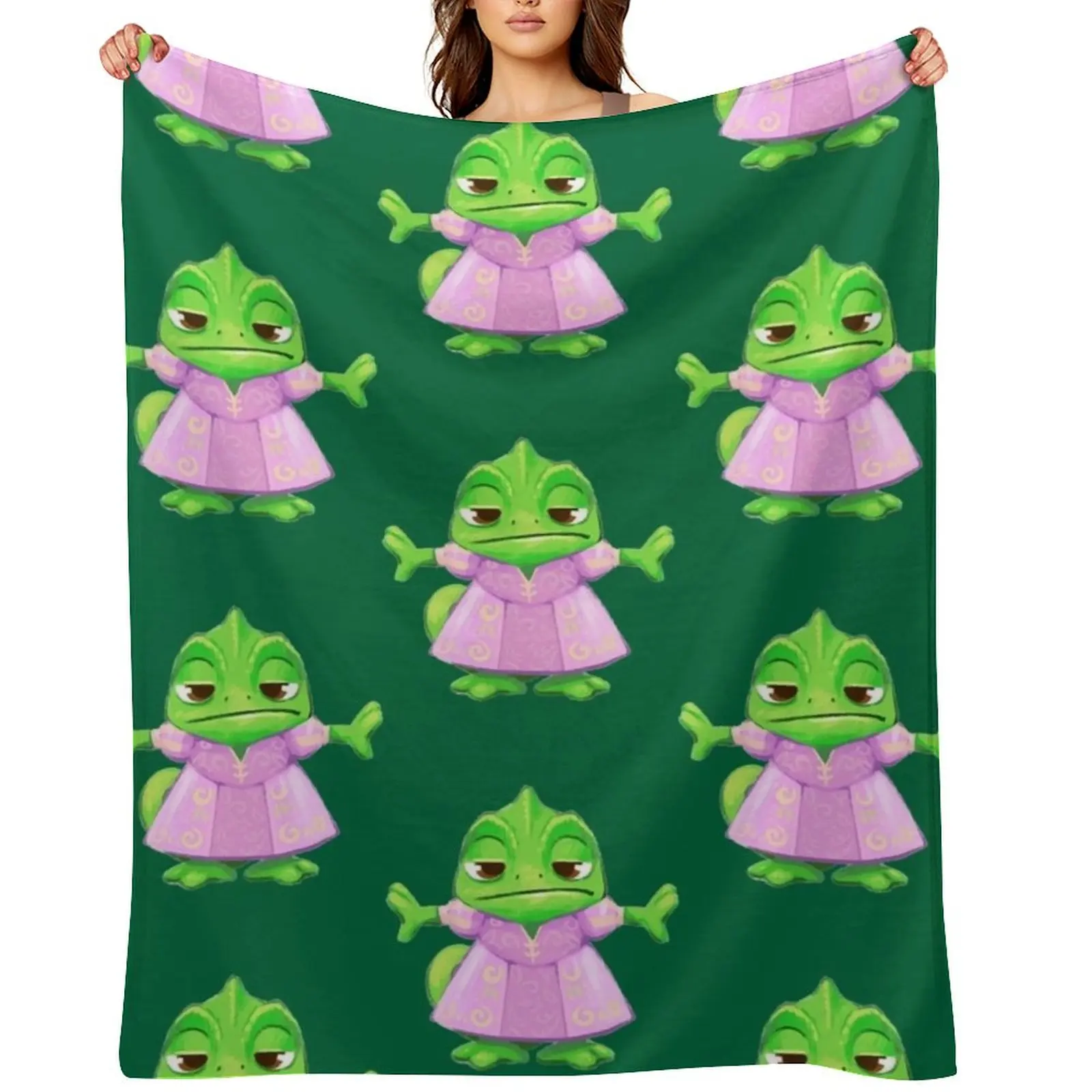 

Pascal in a dress - Tangled Throw Blanket funny gift Warm Personalized Gift Blankets