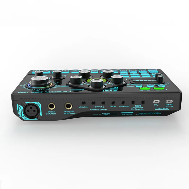SX91 كارت الصوت المهنية خلاط رقمي البث المباشر كارت الصوت لايف صوت خلاط الصوت خلط وحدة التحكم معدات البودكاست جديد
