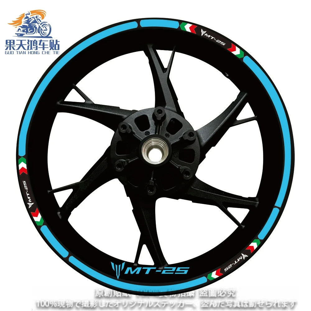 Set completo di nuovo per moto YAMAHA mozzi ruota anteriore e posteriore da 17 pollici MT-25 decalcomania Logo MT25 MT 25 adesivi riflettenti per cerchioni 2022