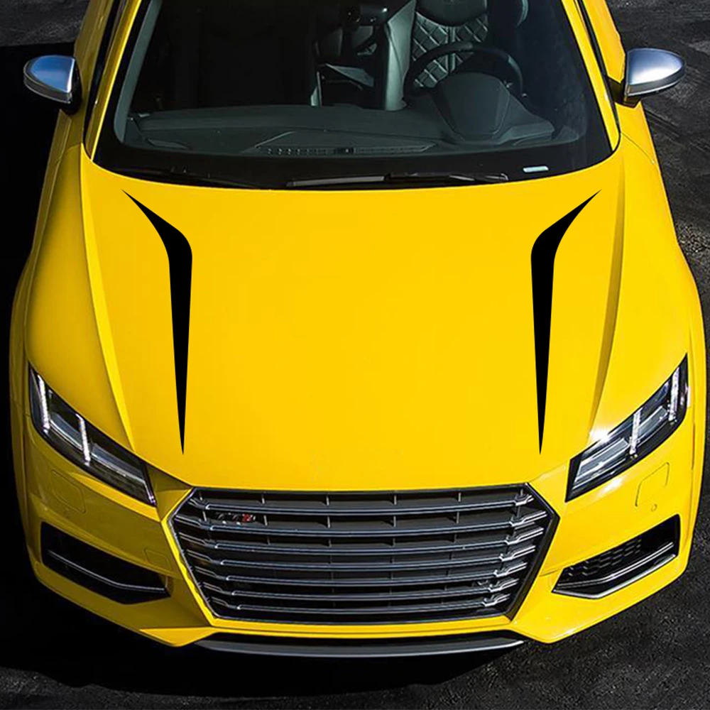 2PCS Car Hood Cover Stickers For Audi BMW Ford Volkswagen Toyota Renault Mercedes Benz Bonnet Auto Accessories Vinyl Film Decals