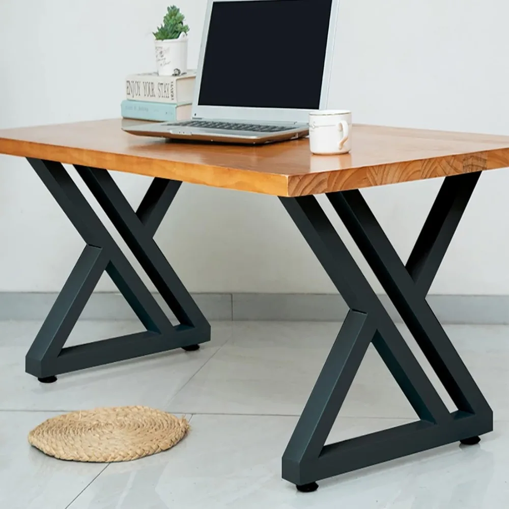 

28 Inch High Triangular Shaped Metal Table Legs, Modern Cast Iron Welded Desk Legs, Metal Home DIY Project for Nightstand, Coffe