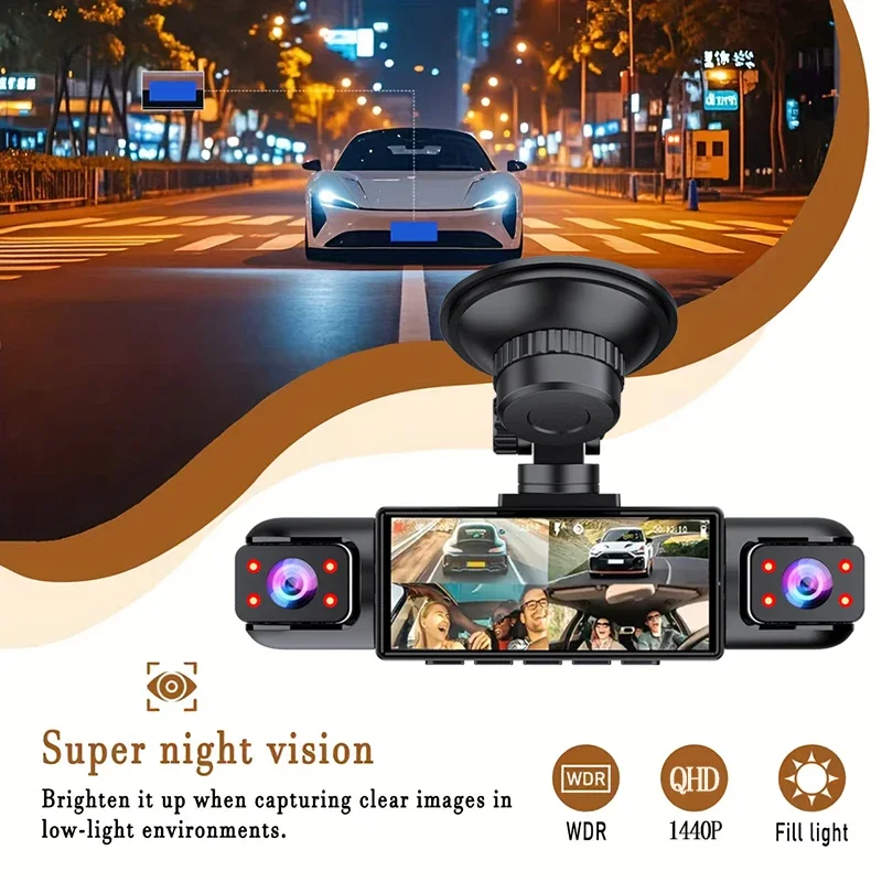 CHEGIT 車載 DVR 1440P ダッシュカム 車用 3/4チャンネル ビデオレコーダー 車両用リアビューカメラ ナイトビジョン 車用アクセサリー