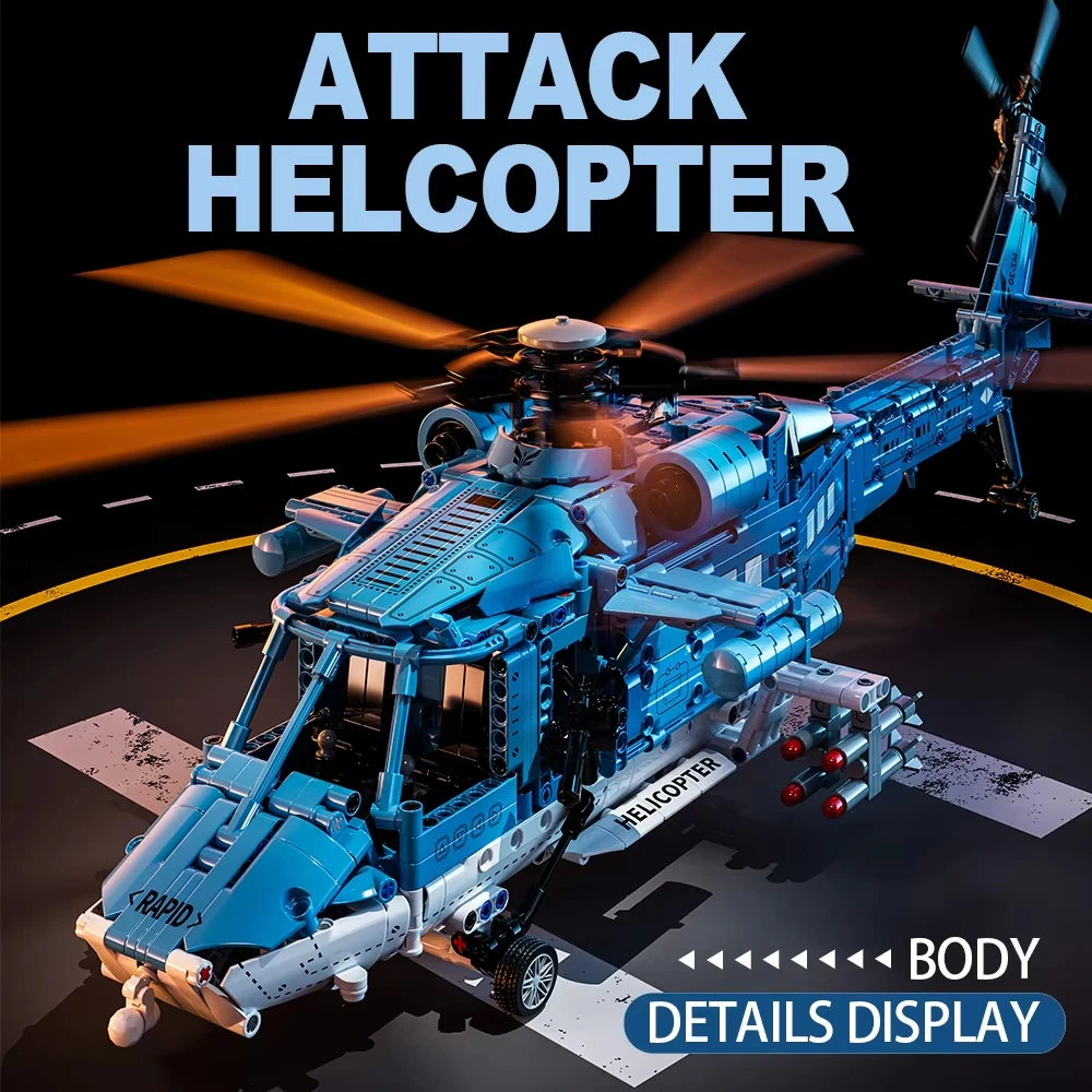 1504PCS WW2 Military Technology Armed Helicopter 22 Building Blocks Air Forces Airplane MOC Model Bricks Toys Set For Boys Gifts