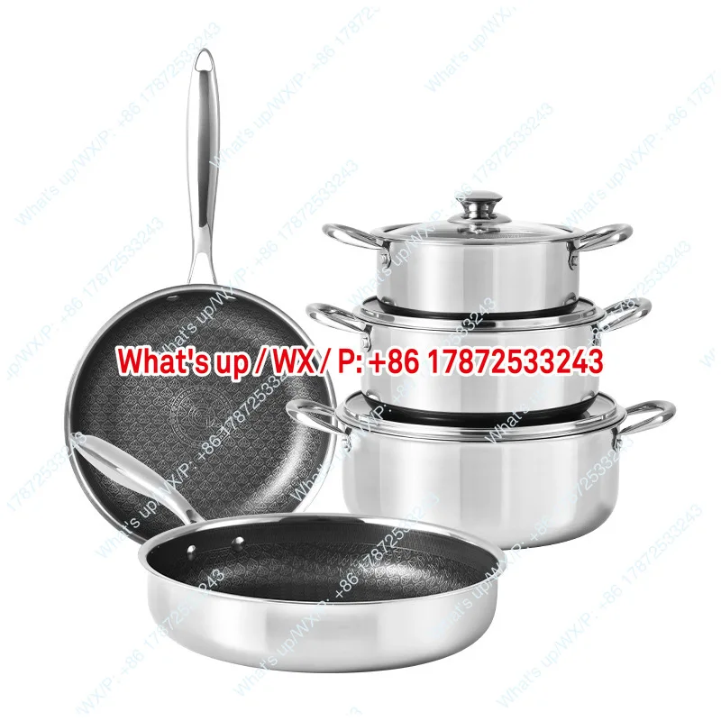 316 stainless steel honeycomb non stick cookware set, household induction cooker, gas stove, universal pot, frying pan set