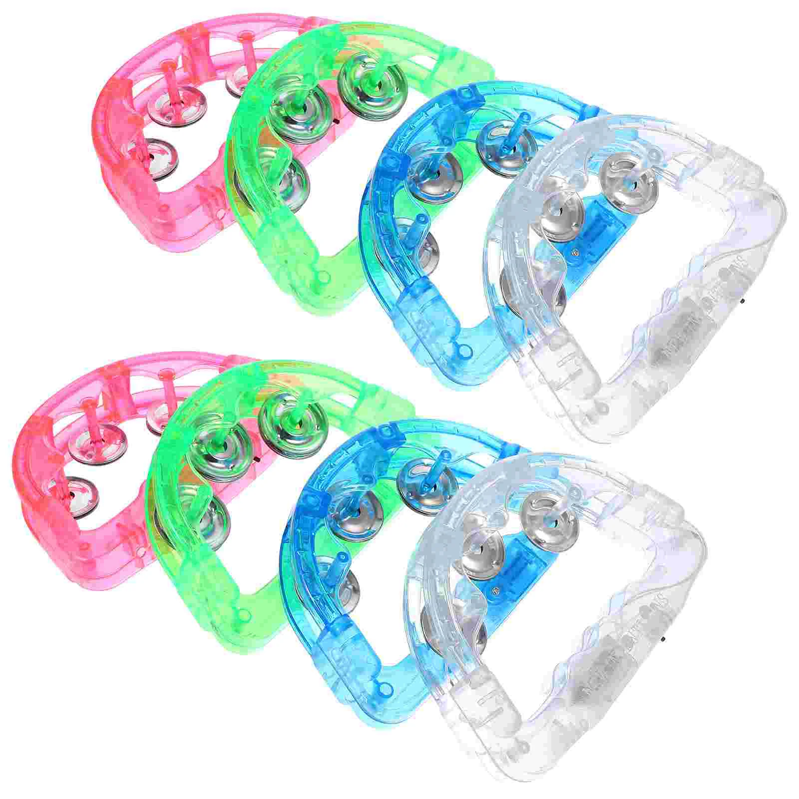 8 Pcs Flash Rattle Evening Party Stage Props Handheld Tambourine Toys Plastic Flashing Handbell Funny Tambourines Child